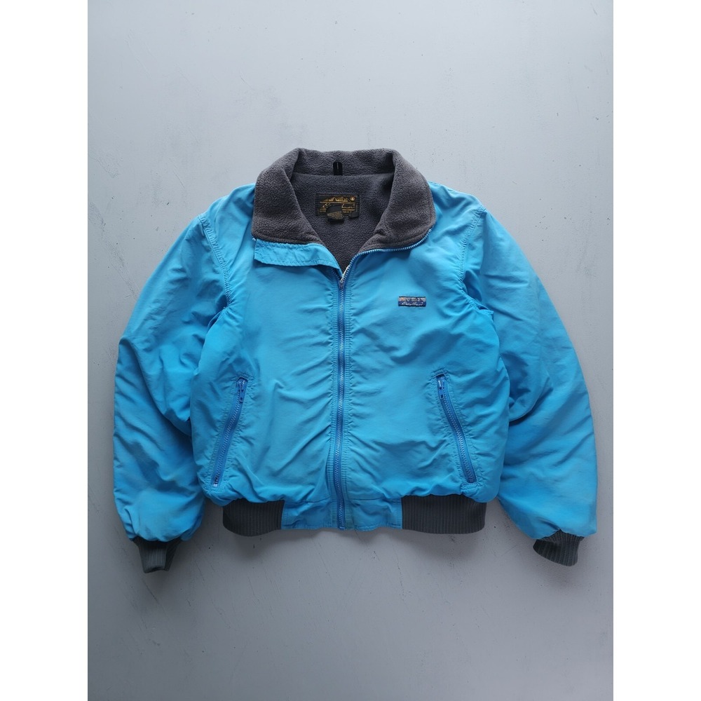 Vintage 80s 90s Eddie Bauer Blue Fleece Lined Jacket Full-Zip USA Made M